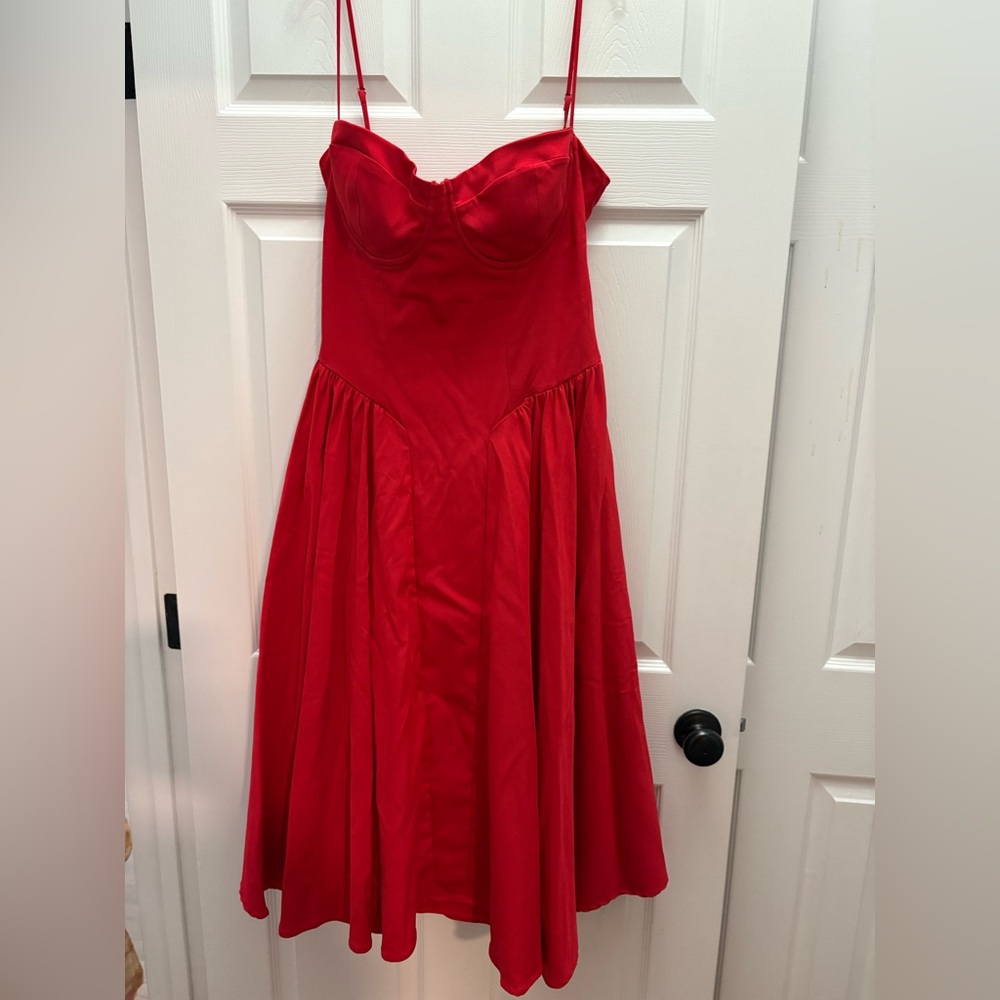 ❌SOLD❌House of CB Samaria Fit & Flare Midi Cocktail Dress Haute Red - Picture 5 of 11